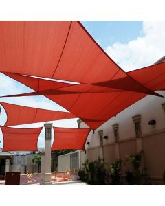 Real Scene Effect of Windscreen4less Terylene Waterproof 12ft x 12ft x 12ft Triangle Curve Edge in Color Red Sun Shade Sail UV Blocker Sunshade Patio Canopy Sail (3 Year Warranty)