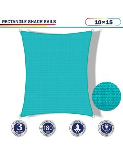 Windscreen4less 10ft x 15ft Rectangle Curve Edge Sun Shade Sail Canopy in Color Turquoise Green for Outdoor Patio Backyard UV Block Awning with Steel D-Rings 180GSM (3 Year Warranty) - Customized Sizes Available