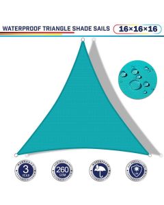 Windscreen4less Terylene Waterproof 16ft x 16ft x 16ft Triangle Curve Edge in Color Turquoise Green Sun Shade Sail UV Blocker Sunshade Patio Canopy Sail (3 Year Warranty)(Customized) 