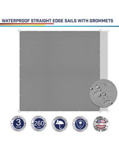 Windscreen4less Custom Size Terylene Waterproof 2-24ft x 2-40ft Rectangle Straight Edge Sun Shade Sail Canopy With Grommets in Color Light Gray for Outdoor Patio Backyard UV Block Awning with Steel D-Rings (3 Year Warranty)