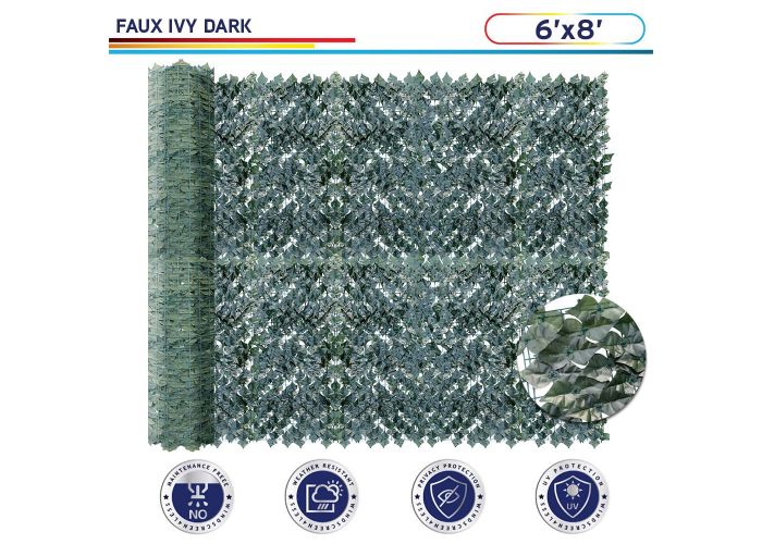 Windscreen4less Artificial Ivy Privacy Fence Wall Screen 6' x 60' Dark Green Ivy Leaf Artificial Hedges Fence Faux Decoration for Outdoor Garden Decor