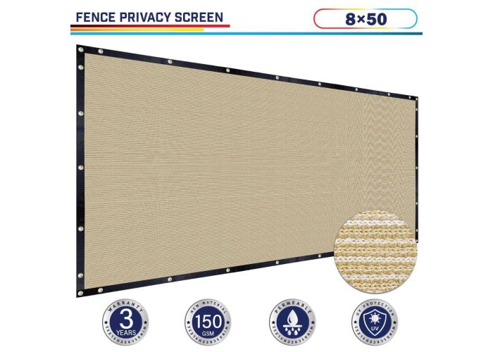 COLOURTREE 6 ft. x 50 ft. Beige Privacy Fence Screen Mesh Fabric